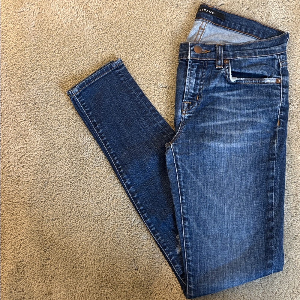 J Brand Dark Blue Distressed Skinny Jeans